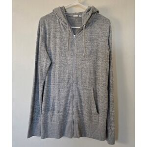GAP Softspun Sweater Zip Up Hoodie Womens Small Tall Heathered Gray